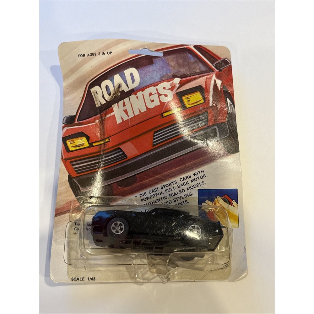 VINTAGE 1980s DIE CAST ROAD KINGS 1/43 PULL BACK TRANS AM SEALED on CARD